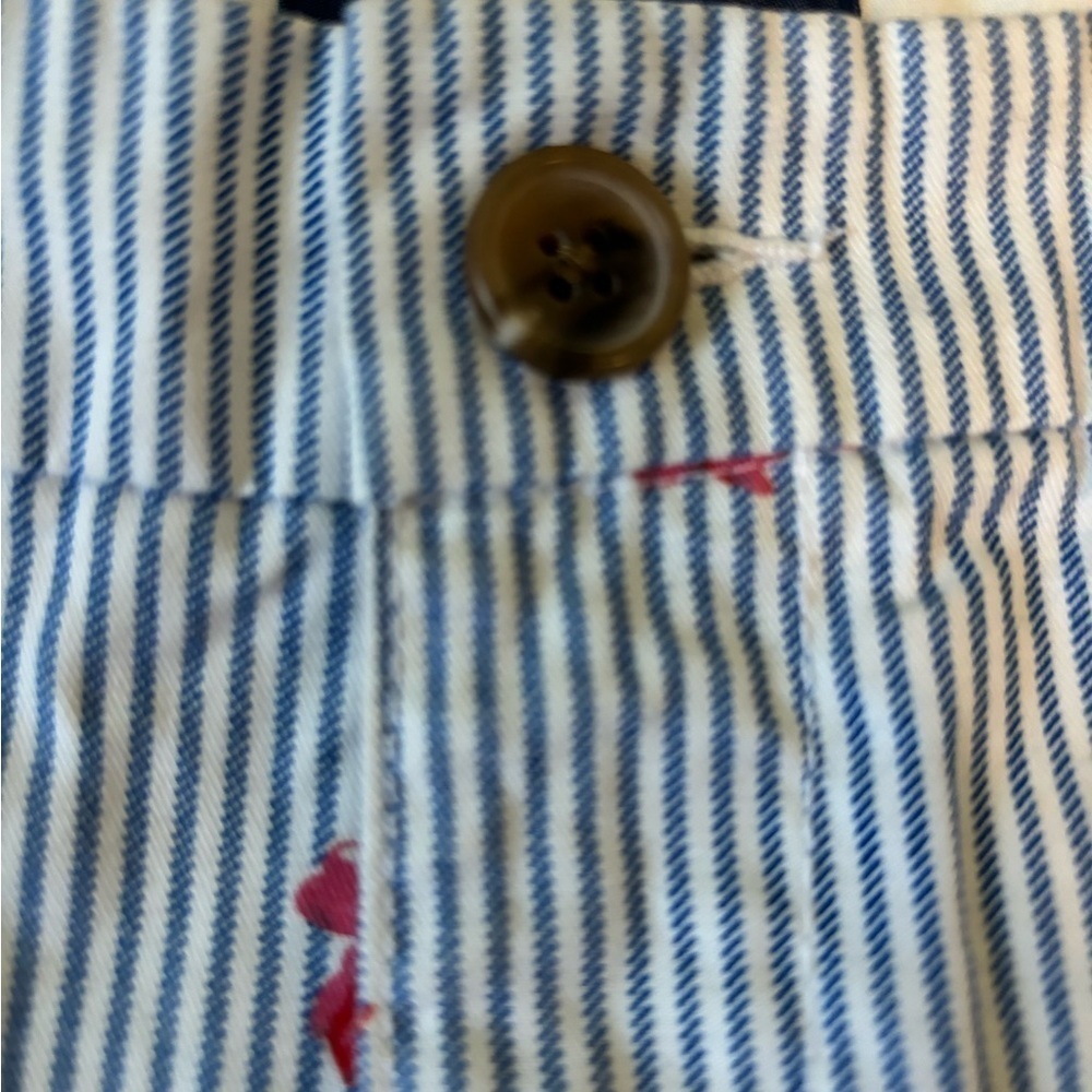 Old Navy Shorts Blue White Stripes Pink Yellow Flowers - Picture 5 of 8